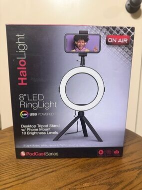 HaloLight 8" LED Ring Light - White & Black